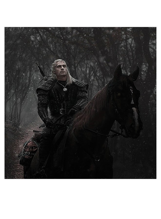 RYN Witcher Themed Printed MDF Wall Art Black/Gray/Brown 30x30cm - Image 1