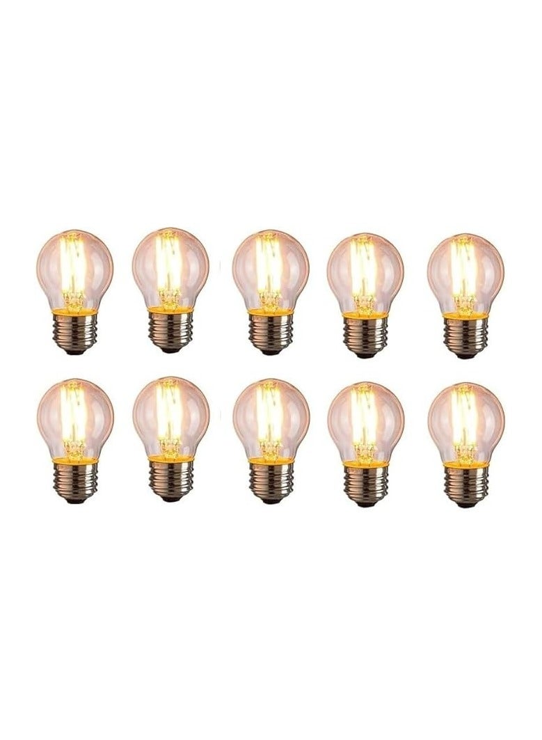 عام لمبة ديكور كبيرة باضاءة خفيفة G45 لمبة اديسون باضاءة خفيفة E27 بقوة 220 فولت 4 وات، عبوة من 10 قطع بتصميم الخط المستقيم، اصفر
