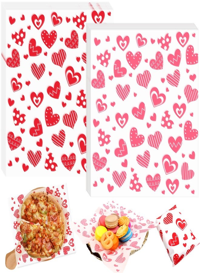 WorldBazaar Valentine's Day Wax Paper 100PCS Heart Parchment Paper Food Wrapping Paper Baking Liner Valentine Party Supplies - Image 2