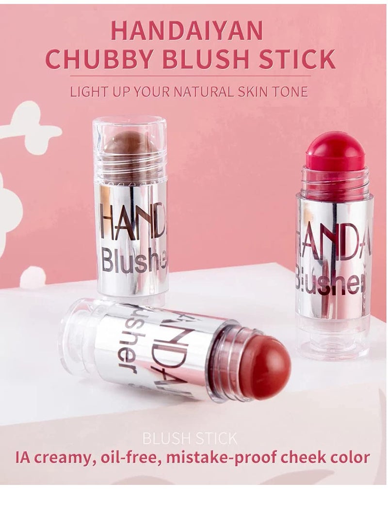 Blush Stick Set Matte Cream Blush Stick for Cheeks, Eyes, and Lips Natural Makeup Waterproof Long Lasting (Set 02) - Image 3