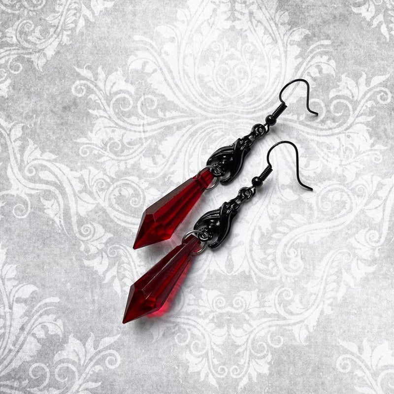 MIFYNN Gothic Dark Bat Dangle Earrings Red Black Crystal Gems Bat Earrings Punk Rock Style Bat Animal Earrings Halloween Costumes Earrings Jewelry for Women (Red) - Image 4