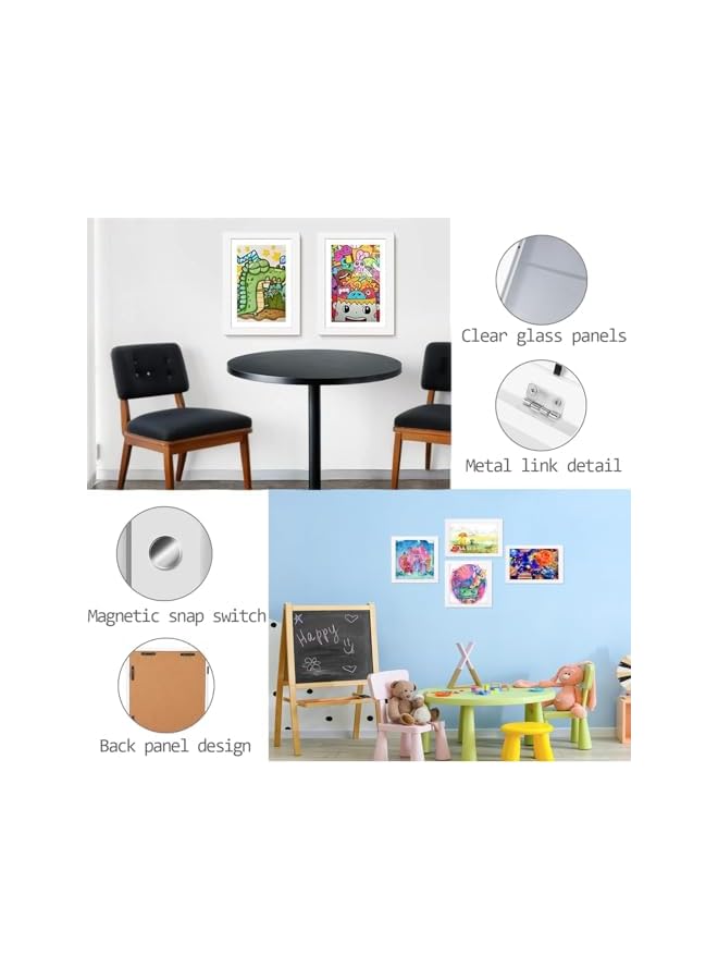 The Bros A4 Kids Art Frame - Front Opening Picture Frame for Children's Artwork Display & Storage - White Schoolwork & Crafting Projects - Image 4