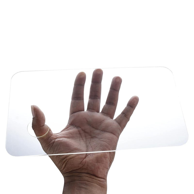 URBAN BOX Rectangular Shape Paint Palette with Thumb Hole and Protective Brown Paper Clear Premium Acrylic, Easy Clean Transparent Non-Stick Tray Good for Acrylic or Oil Painting Palette(8''x12') - Image 2
