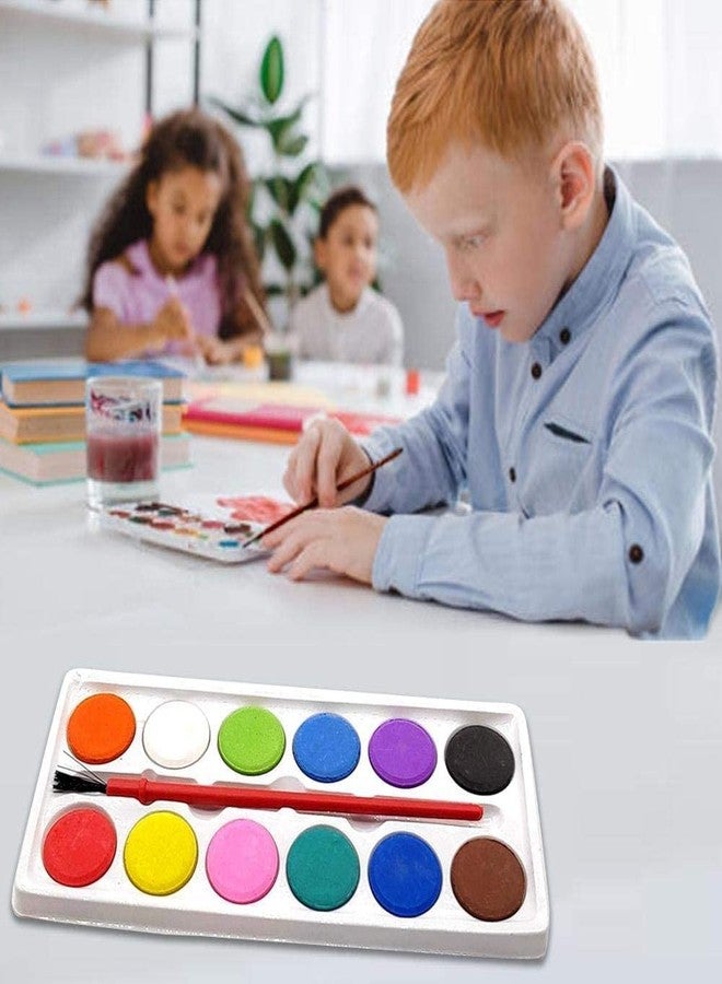 KIVYA Birthday Return Gifts For Kids Party In Bulk | Water color Pallet With 12 Colors with 1 Paint Brush For Kids Painting, Sketching And Drawing, Small Size- Pack of 24 - Image 2