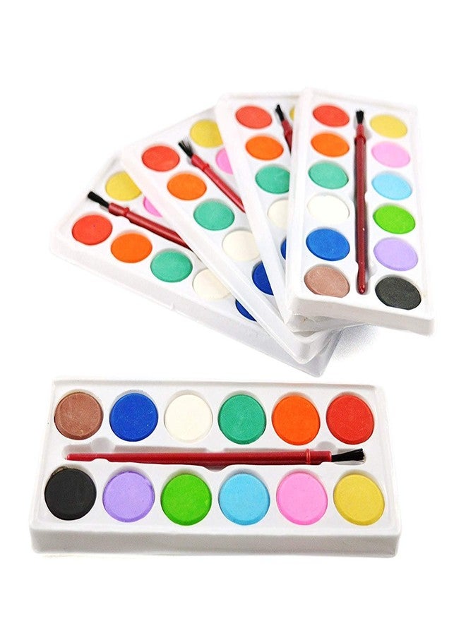 KIVYA Birthday Return Gifts For Kids Party In Bulk | Water color Pallet With 12 Colors with 1 Paint Brush For Kids Painting, Sketching And Drawing, Small Size- Pack of 24 - Image 5