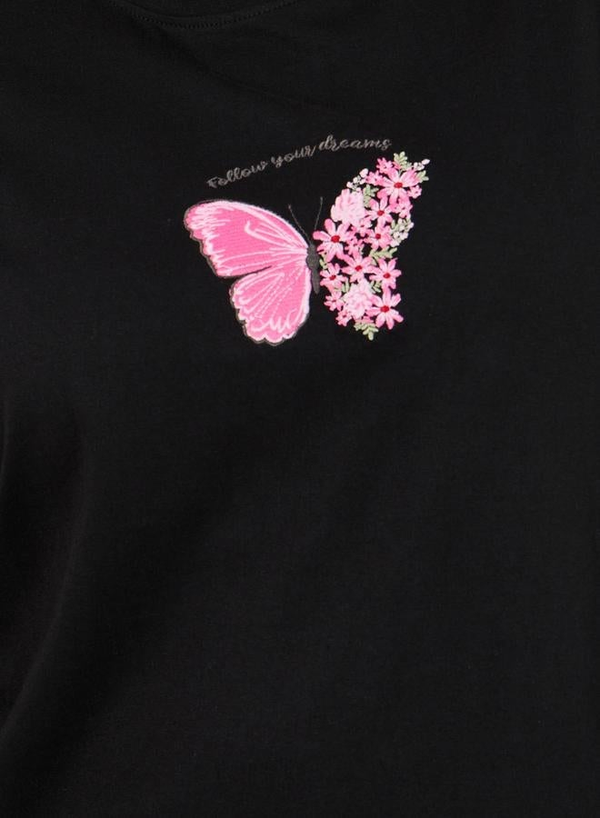 ستايلي تيشيرت فضفاض بمقاس كبير وطبعة فراشة - Image 3