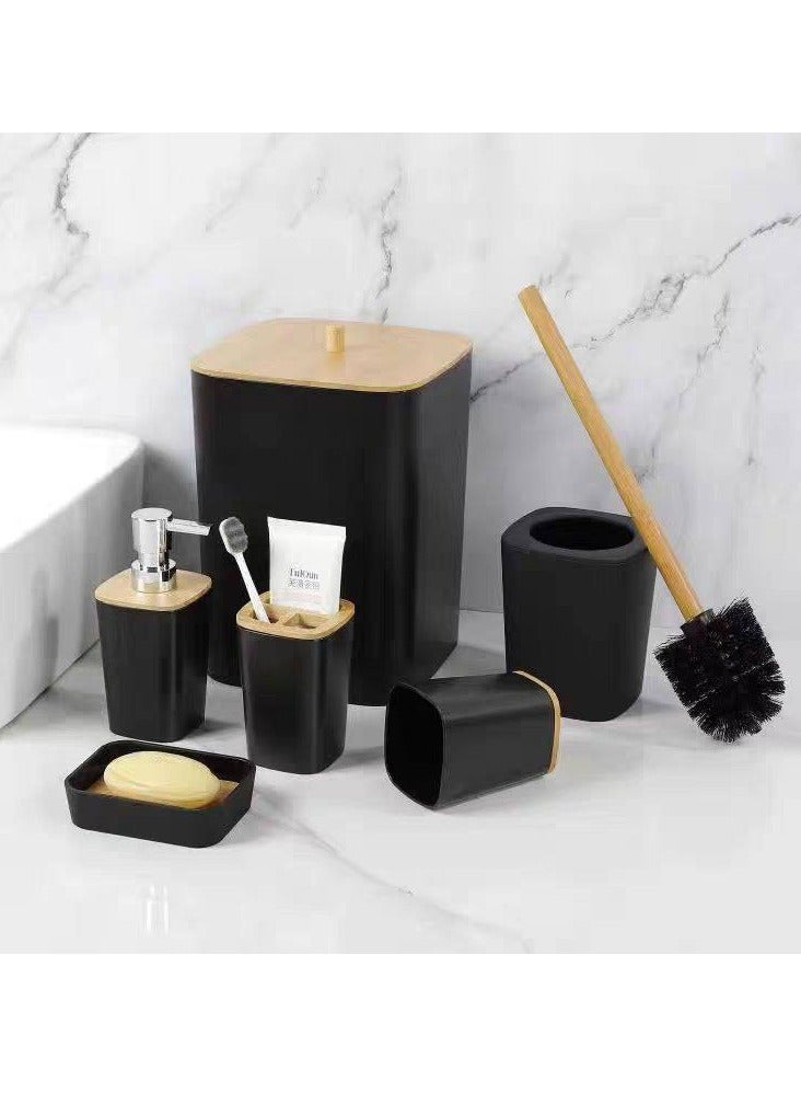 6 PCS Bathroom Set LOTION DISPENSER TUMBLER  TOOTHBRUSH HOLDER SOAP DISH TOILET BRUSH HOLDER WASTE BIN - Image 1