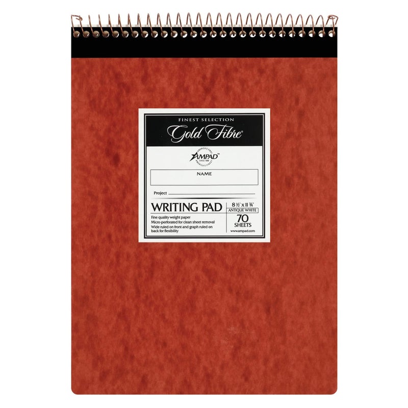 Ampad Gold Fibre Retro Pad, Wide Rule, 8-1/2 x 11-3/4, White, 70-Sheets/Pad (20-008R) - Image 1