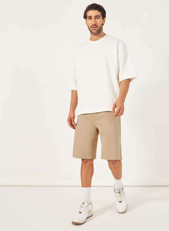 ستايلي شورت سادة فضفاض بأربطة خصر - Image 2