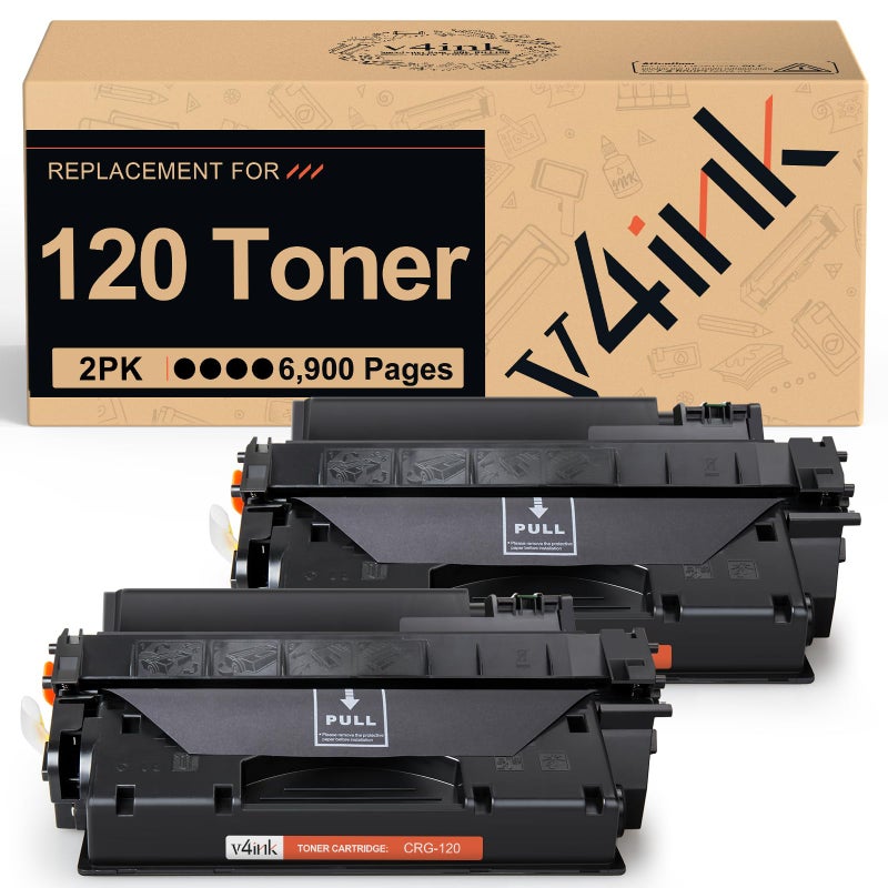v4ink 2PK Compatible Toner Cartridge Replacement for Canon 120 CRG-120 2617B001AA Toner High Yield Black Ink for Canon ImageCLASS D1100 D1120 D1320 D1350 D1150 D1180 D1170 D1370 Printer - Image 1