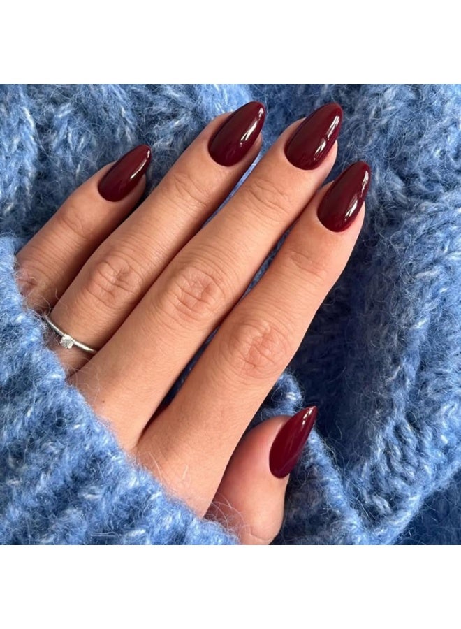 شي إن SHEIN-30Pcs Short & Tapered Red Retro Solid Color Nail Tips, Elegant Design Nail Art Accessories For Women Daily Wear Press On Nails Nail Supplies Nails - Image 2