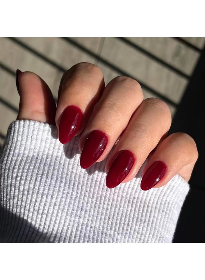 شي إن SHEIN-30Pcs Short & Tapered Red Retro Solid Color Nail Tips, Elegant Design Nail Art Accessories For Women Daily Wear Press On Nails Nail Supplies Nails - Image 3