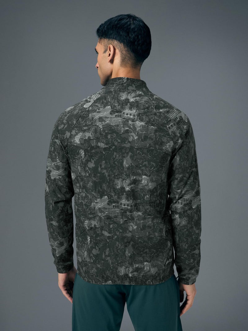 TECHNOSPORT Men's Slim Fit All Over Print Jacket for Sports, Gym & Regular Use - (MJPM92DFS005_Dark Fortress_XL) - Image 2