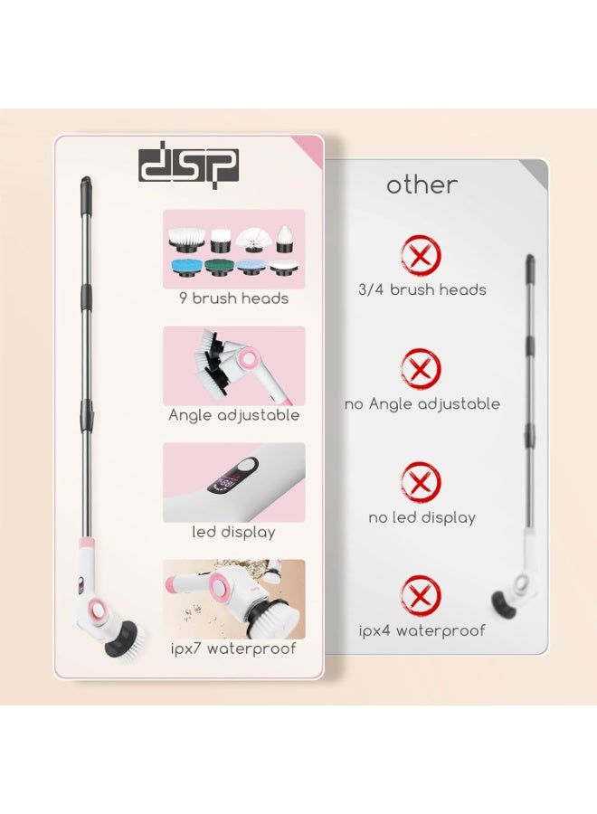DSP Electric Rotating Cleaning Brush, 3-Speed ​​Adjustable Telescopic Pole for Cleaning Bathroom Tub, Floors and Tiles - Image 3