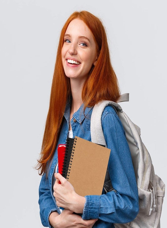 إي أو آوت مجموعة دفاتر حلزونية من EOOUT، 4 دفاتر بغلاف ناعم، 80 ورقة مسطرة، للمكتب والمدرسة، مقاس A5، 5 × 8 بوصات (بني وأسود) - Image 5
