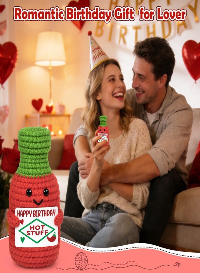 BVXFR Birthday Gifts for Him Boyfriend Husband, Birthday Gift for Her Girlfriend Wife, Fiancee Fiance Romantic Couple Gift Women Men, Funny Birth Day Present for Friend Coworker Handmade Crochet Hot Sauce - Image 3