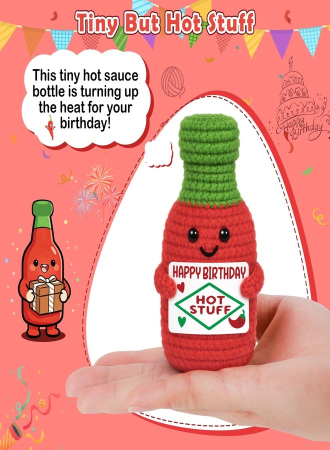 BVXFR Birthday Gifts for Him Boyfriend Husband, Birthday Gift for Her Girlfriend Wife, Fiancee Fiance Romantic Couple Gift Women Men, Funny Birth Day Present for Friend Coworker Handmade Crochet Hot Sauce - Image 2