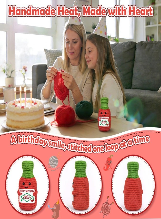 BVXFR Birthday Gifts for Him Boyfriend Husband, Birthday Gift for Her Girlfriend Wife, Fiancee Fiance Romantic Couple Gift Women Men, Funny Birth Day Present for Friend Coworker Handmade Crochet Hot Sauce - Image 4