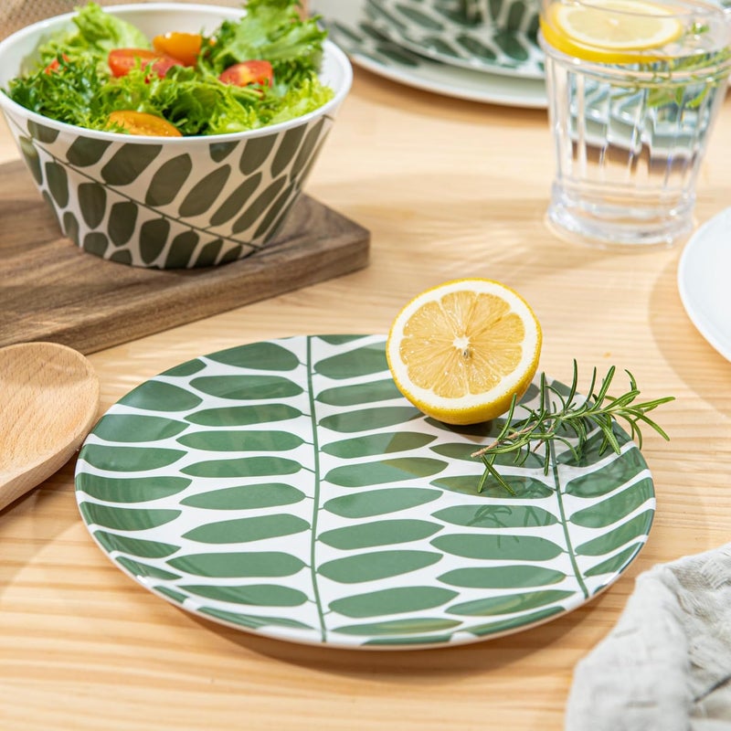 bzyoo 12-Piece Melamine Dinnerware Set - Leaf | Lightweight, Durable, BPA-Free | Dishwasher Safe Dish Set for Indoor & Outdoor Use - Perfect for Camping, BBQs, Kids - Image 5