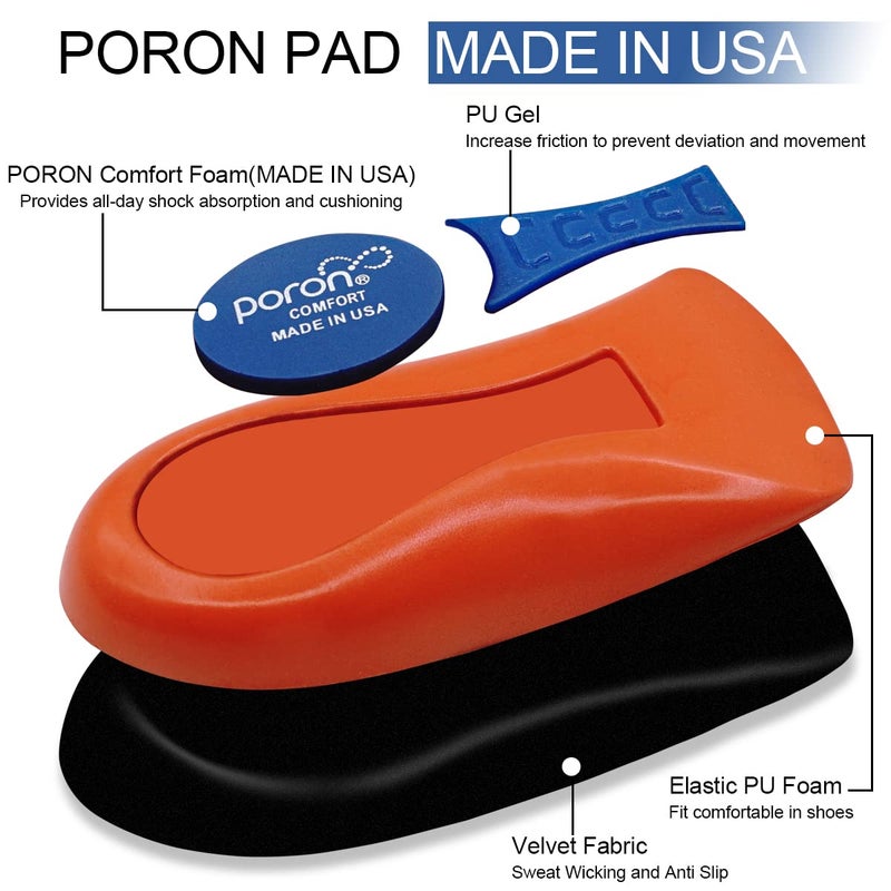 SQHT Heel Cups for Heel Pain, Heel Inserts for Heel Spurs, Plantar Fasciitis, Achilles Tendonitis Shoe Insert, Provide Shock Absorption and Cushioning, 3/4 Shoe Insoles for Women (Orange, Men's 8-13) - Image 2