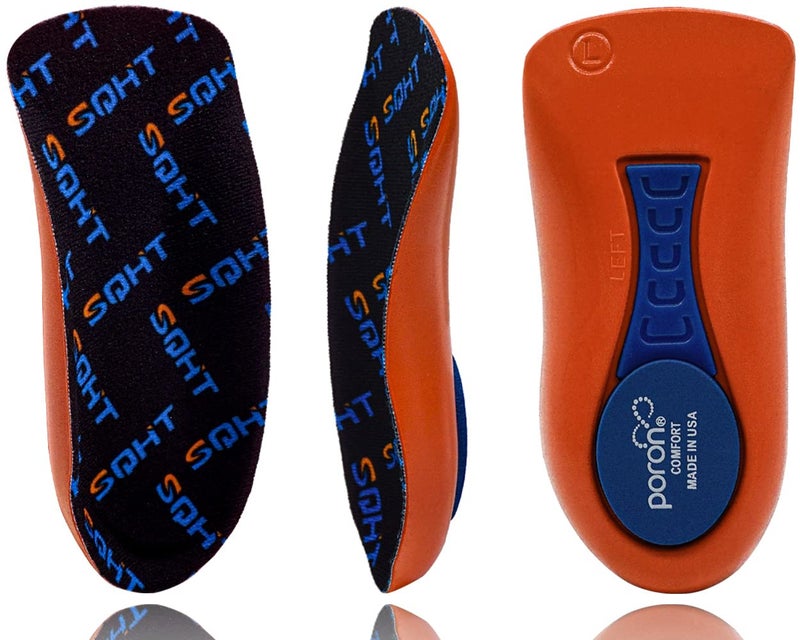 SQHT Heel Cups for Heel Pain, Heel Inserts for Heel Spurs, Plantar Fasciitis, Achilles Tendonitis Shoe Insert, Provide Shock Absorption and Cushioning, 3/4 Shoe Insoles for Women (Orange, Men's 8-13) - Image 1