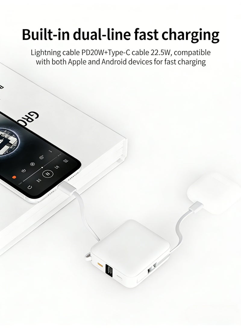 22.5W Fast Charging Power Bank with Built-in Dual Cables (Type-C & Lightning), 10000mAh Portable Charger with LED Digital Display, PD 20W & QC 22.5W Battery Pack for iPhone 17/16/15/14, Samsung, Huawei & Android Devices - Image 5