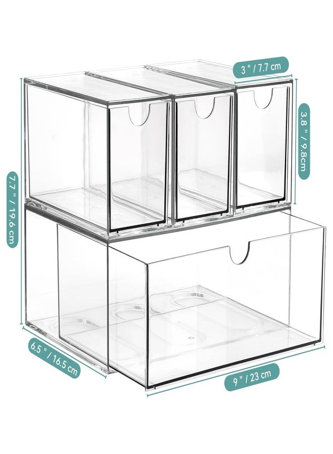 LANLISA 4 Tea and Coffee Organizer and Storage, Acrylic Tea Bag Holder Organizer, Plastic K Cup Drawer Container for Cabinet - Image 3