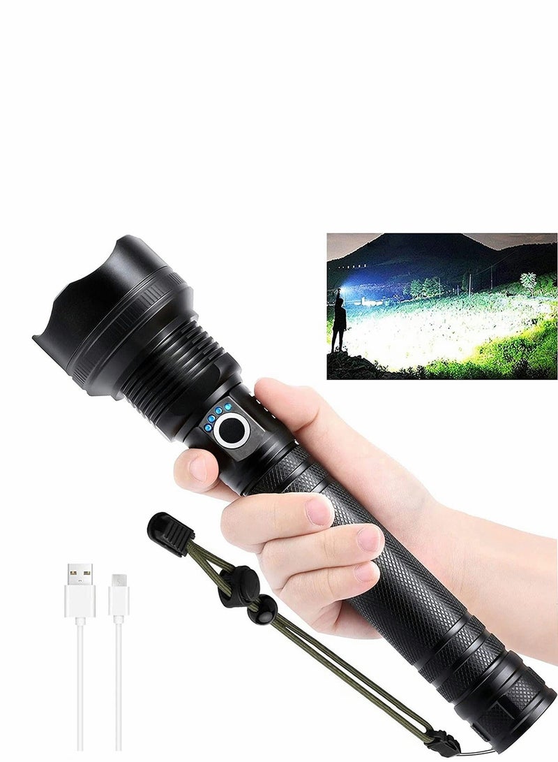90000 Lumens Rechargeable LED Flashlights Super Bright Zoomable Waterproof Flashlight Powerful Handheld Flashlight Included 3 Modes for Camping Emergencies - Image 1