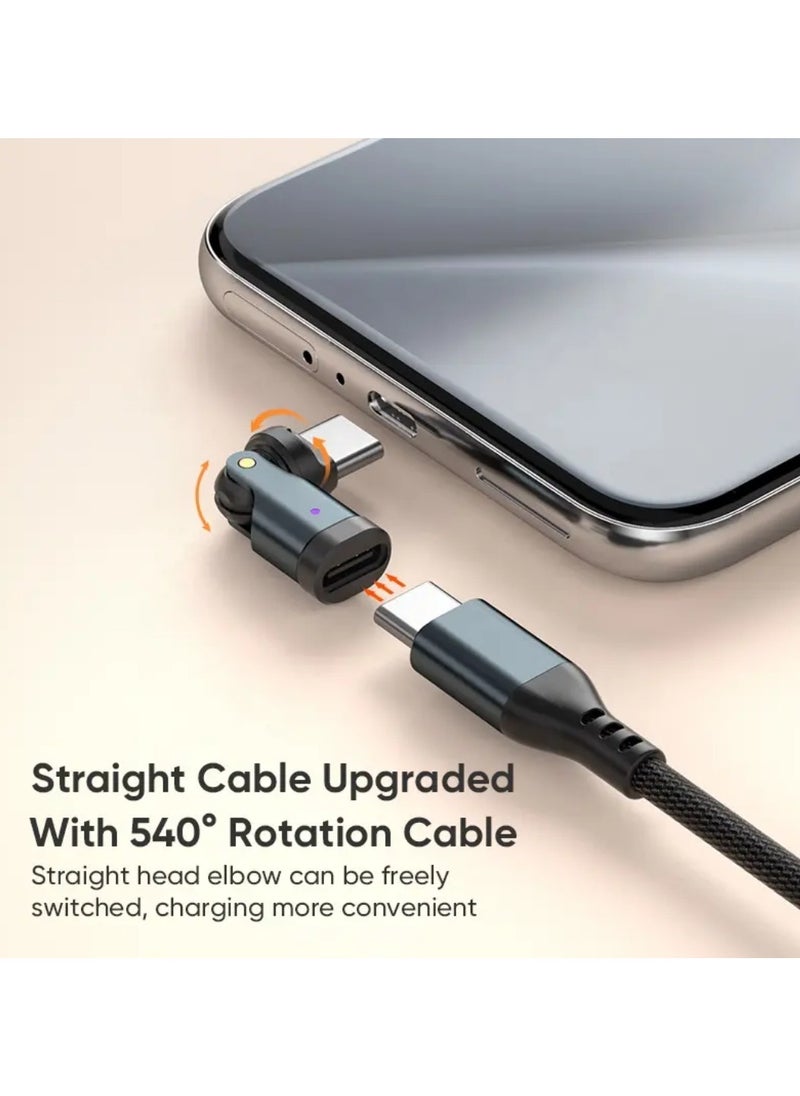 USB C adapter converter 540° Rotating Type-C Charging Adapter 360 + 180 Degree Swivel Magnetic Head, Fast Charging & Data Transfer, 240W Power, Compatible with Smartphones, Computers, Tablets, Earphones, Power Banks, Smart Watches, Car Systems, Video Game Devices, Barcode Scanners, Magnetic Type-C Cable with LED Light, Durable ABS Design, Flexible USB-C Charger for Android Devices, High-Speed USB-C Adapter, Multi-Use Type-C Charging Connector