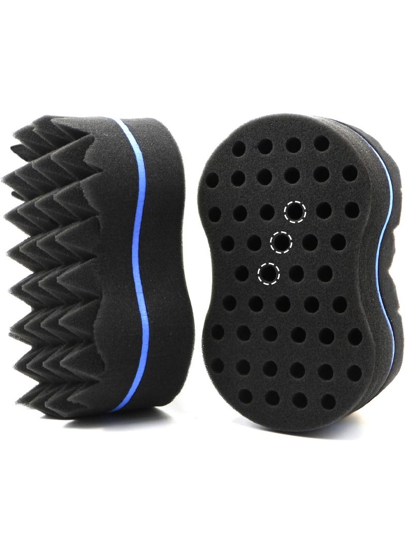 Generic Hair Twist Sponge Brush – Curl & Coil Styler for Afro/Curly Hair, Double-Sided (Hole/Diamond) Wave Sponge, Defines Twists, Coils & Dreads – Black – 1pcs - Image 1