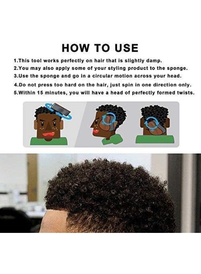 Generic Hair Twist Sponge Brush – Curl & Coil Styler for Afro/Curly Hair, Double-Sided (Hole/Diamond) Wave Sponge, Defines Twists, Coils & Dreads – Black – 1pcs - Image 5