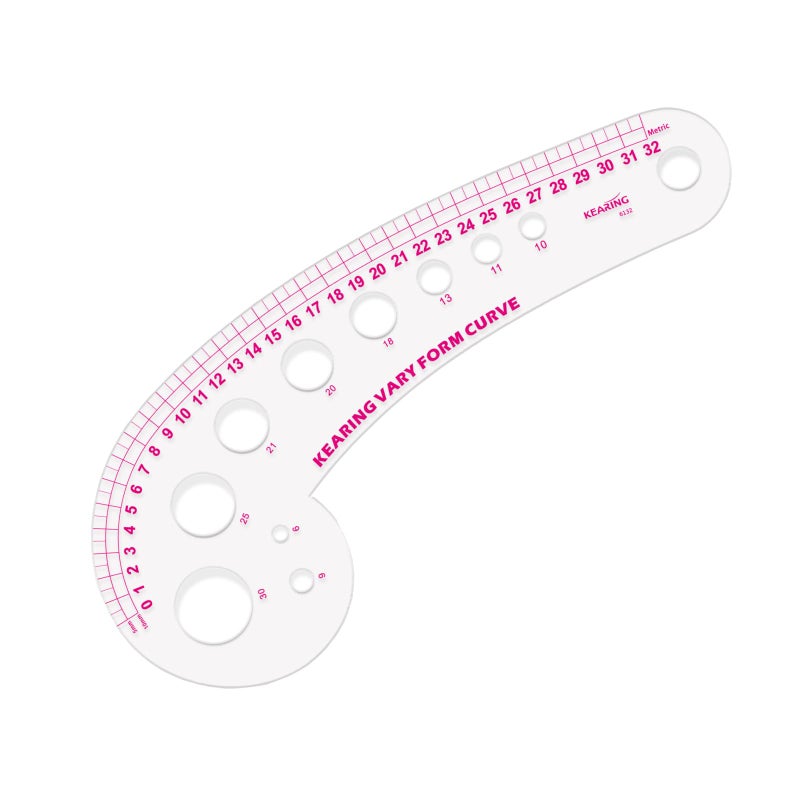 KEARING 32CM Clear Plastic French Curve Ruler for Pattern Making Sandwich Line Scale Vary Form Curve Ruler for Sewing Clear Hip Curve Measuring Ruler for Fashion Design Dressing Making - Image 2