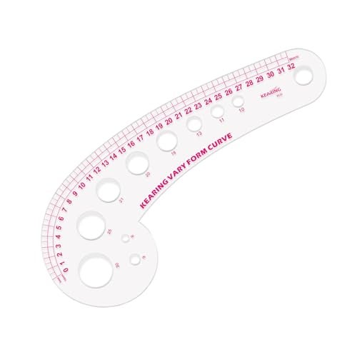 KEARING 32CM Clear Plastic French Curve Ruler for Pattern Making Sandwich Line Scale Vary Form Curve Ruler for Sewing Clear Hip Curve Measuring Ruler for Fashion Design Dressing Making - Image 1