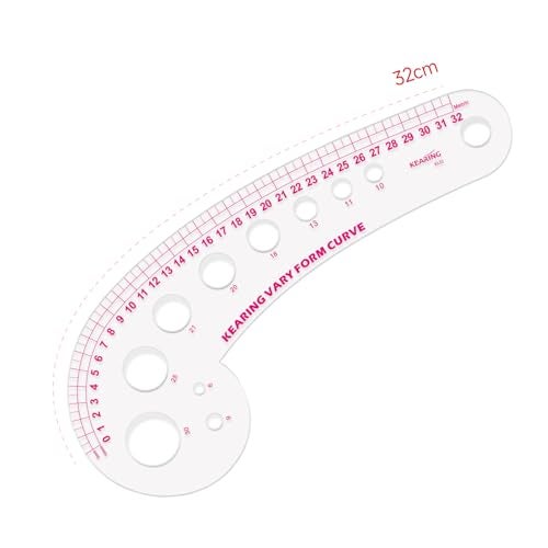 KEARING 32CM Clear Plastic French Curve Ruler for Pattern Making Sandwich Line Scale Vary Form Curve Ruler for Sewing Clear Hip Curve Measuring Ruler for Fashion Design Dressing Making - Image 3