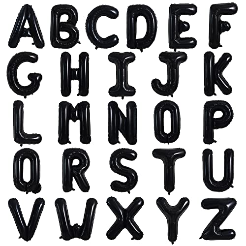 TONIFUL 52 Pieces 16 Inch Black Letter AZ BalloonsCustom Phrase Mylar Foil Alphabet Letter DIY Personalized Phrase Banner for Birthday Anniversary Celebration Graduation Party Halloween New Year - Image 1