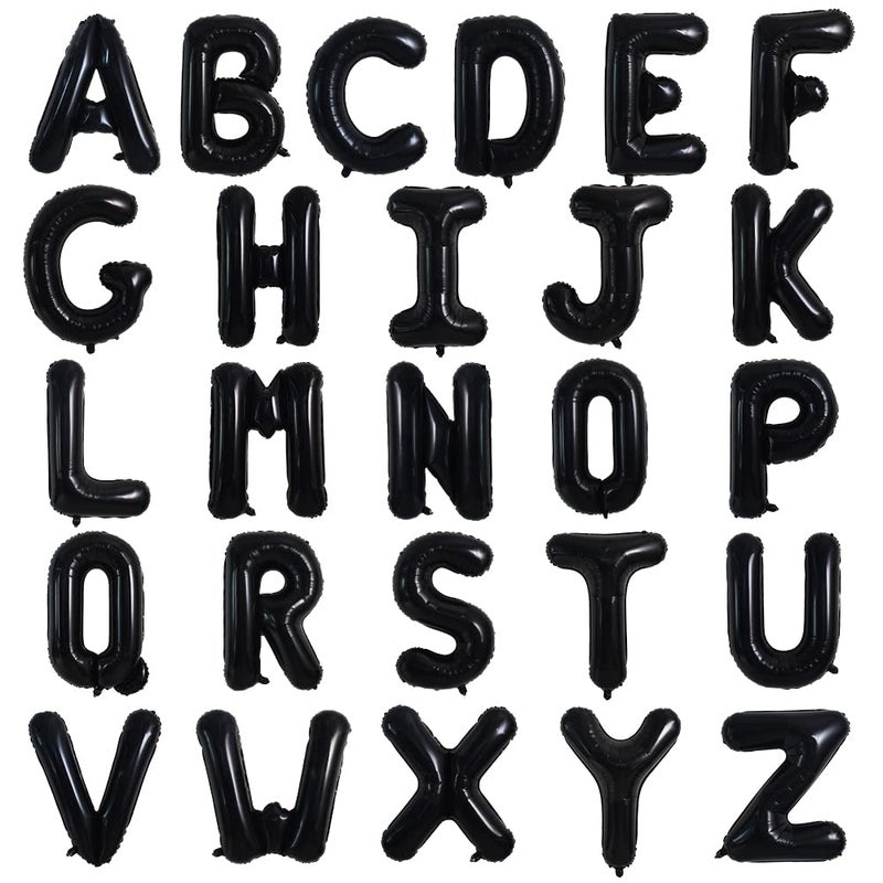 TONIFUL 52 Pieces 16 Inch Black Letter AZ BalloonsCustom Phrase Mylar Foil Alphabet Letter DIY Personalized Phrase Banner for Birthday Anniversary Celebration Graduation Party Halloween New Year - Image 2