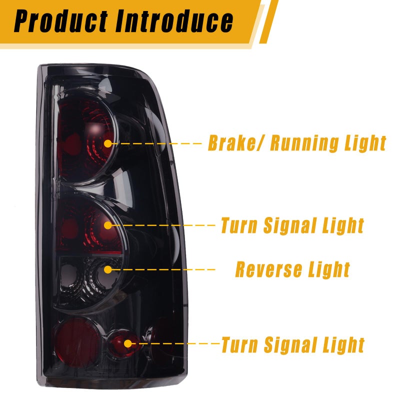 Boine Tail Light Compatible With 1999-2006 Chevy Silverado 1500 2500 3500 GMC Sierra 1500 2500 Driver and Passenger Side Rear Light Brake Lamps(OE Smoke Lens) - Image 2