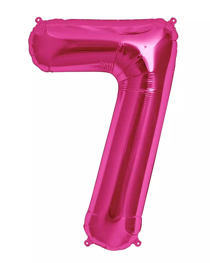 HK balloons Number 7" Foil Toy Balloons for 7th Birthday -36 Inch (Pink-7) - Image 1