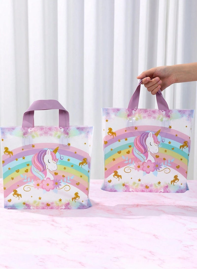 اكياس توزيعات هدايا بلاستيك بتصميم وحيد القرن 10  اكياس لحفلات اعياد  الميلاد و جميع المناسبات - Image 2