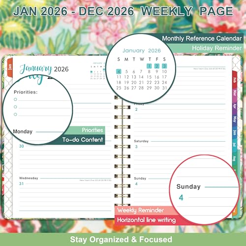 MaaIbok 2026 Planner - Weekly & Monthly Planner 2026 from Jan. 2026 - Dec. 2026 with To-Do List, 6.3'' x 8.4'', Strong Twin-Wire Binding, Inner Pocket, Elastic Closure - Image 4