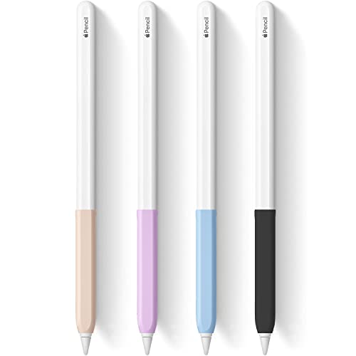 YINVA 4 Pack Ergonomic Grips Designed for Apple Pencil 2nd Generation,YINVA Silicone Grip Sleeve for Apple Pencil 2 Gen Support Magnetic Charging (Pink, Purple,Blue,Black) - Image 1