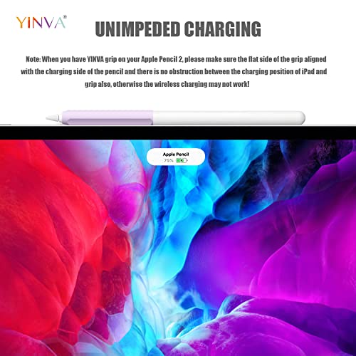 YINVA 4 Pack Ergonomic Grips Designed for Apple Pencil 2nd Generation,YINVA Silicone Grip Sleeve for Apple Pencil 2 Gen Support Magnetic Charging (Pink, Purple,Blue,Black) - Image 3