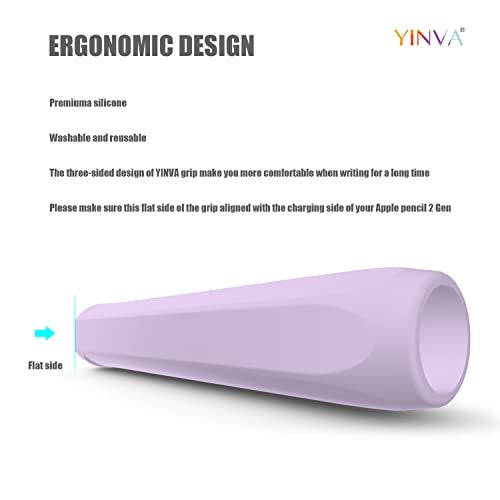 YINVA 4 Pack Ergonomic Grips Designed for Apple Pencil 2nd Generation,YINVA Silicone Grip Sleeve for Apple Pencil 2 Gen Support Magnetic Charging (Pink, Purple,Blue,Black) - Image 4