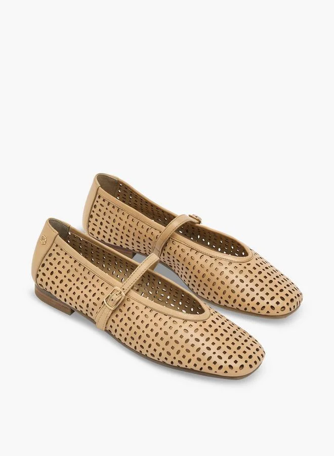 Carmela Women Laser Cut Leather Mary Jane Shoes