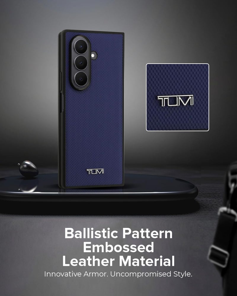CG MOBILE TUMI Case [Official Licensed] Mag-Safe Compatible | Genuine Leather | Embossed Balistic Pattern Protective Case/Cover Designed for Galaxy Z Fold 7 (2025) - Midnight Blue - Image 3