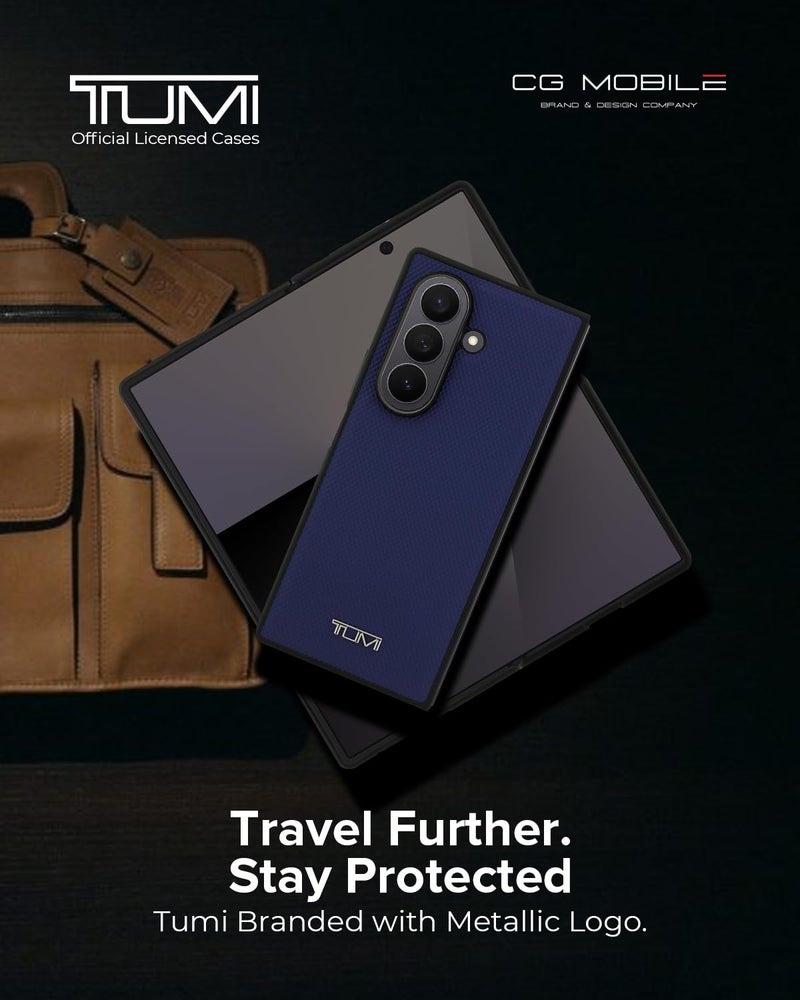 CG MOBILE TUMI Case [Official Licensed] Mag-Safe Compatible | Genuine Leather | Embossed Balistic Pattern Protective Case/Cover Designed for Galaxy Z Fold 7 (2025) - Midnight Blue - Image 2