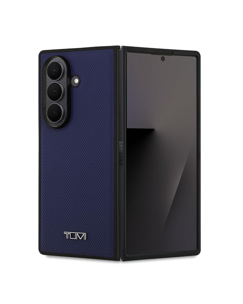 CG MOBILE TUMI Case [Official Licensed] Mag-Safe Compatible | Genuine Leather | Embossed Balistic Pattern Protective Case/Cover Designed for Galaxy Z Fold 7 (2025) - Midnight Blue - Image 1