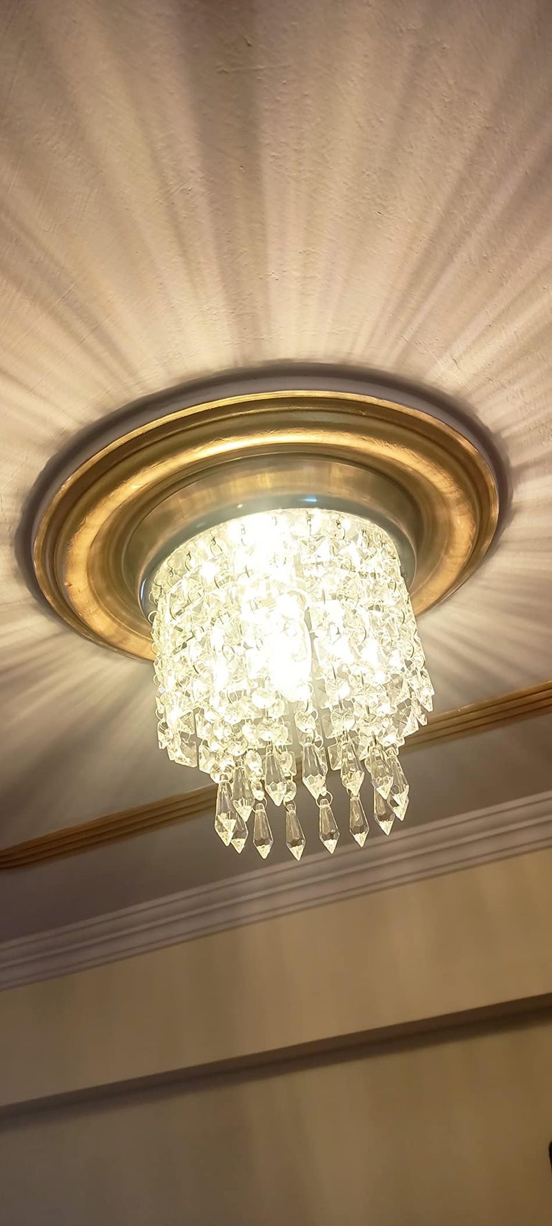 GANE-SHLIGHTS GL K9 Crystal Chandelier for Living Room Modern Ceiling Light Led Jhummer for Hall Hotel Resort Shop Temples, Office, Resort B4 (Warmwhite)(Size: W 23cm,H 25cm)(Small) - Image 3