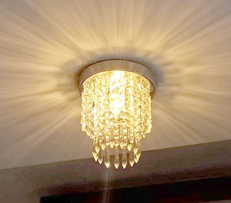 GANE-SHLIGHTS GL K9 Crystal Chandelier for Living Room Modern Ceiling Light Led Jhummer for Hall Hotel Resort Shop Temples, Office, Resort B4 (Warmwhite)(Size: W 23cm,H 25cm)(Small) - Image 1