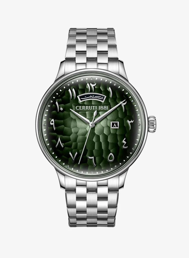 شيروتي 1881 Dervio Dark Green Dial, Stainless Steel Bracelet, Analog Watch for Men, 42mm